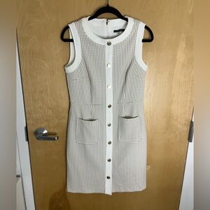 Tommy Hilfiger White Sleeveless Button-Front Mini Dress